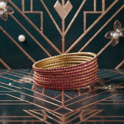 Magenta-Toned Zirconia Bangles
