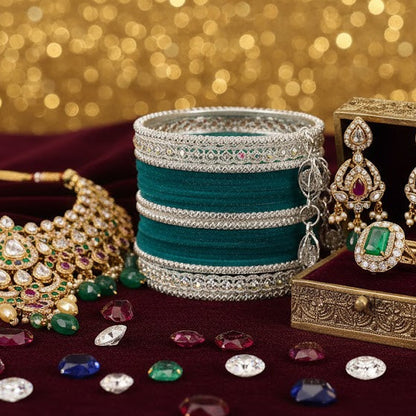 Elegant Velvet & Latkan Bangles – Festive Party Wear Collection -Pack of -40
