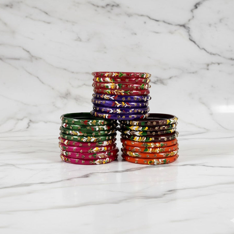 Traditional Gujarati Hand-Painted Bangles-( Multi Color )