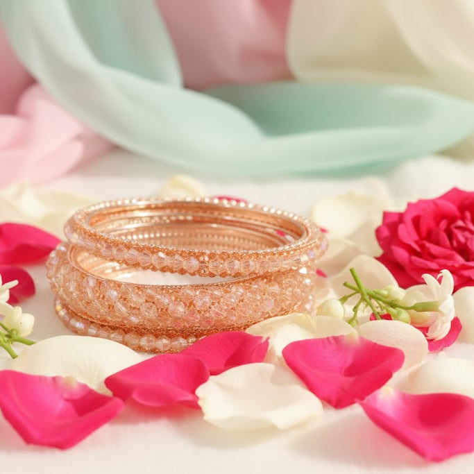 Elegant RoseGold Metal Kada Bangle Set – Set of 6 Stylish Bangles