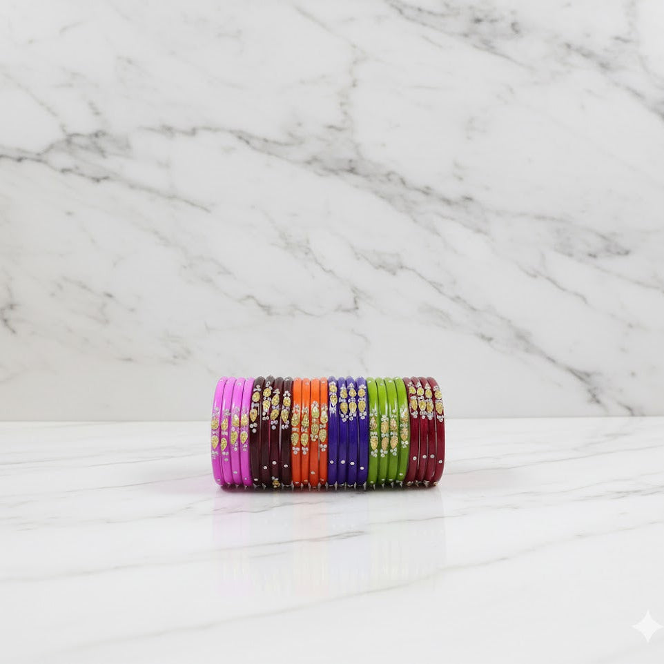 Traditional Gujarati Hand-Painted Bangles-( Multi Color )