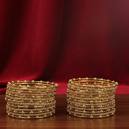 Premium  Gold & Silver Plated Metal Bangles Set for Women & Girls | Diamond Stone & Ball-Studded -Pack of 26