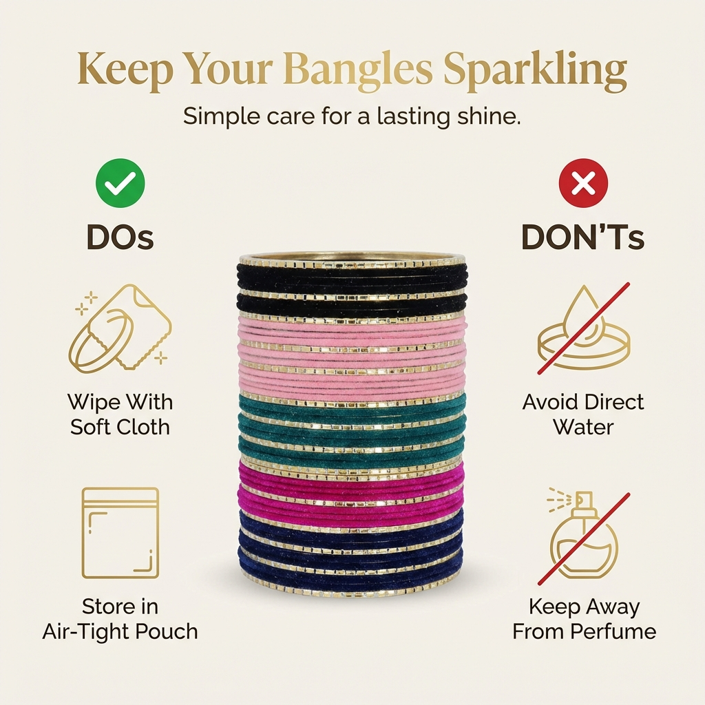 Trendy Color Multi Velvet Metal Bangle Set for – Pack of 160