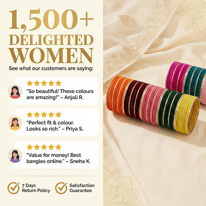 Trendy Color Multi Velvet Metal Bangle Set for – Pack of 160