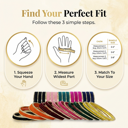 Trendy Color Multi Velvet Metal Bangle Set for – Pack of 160