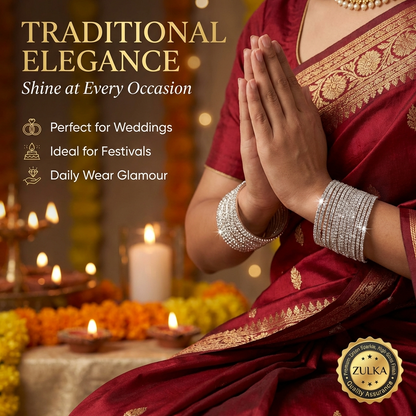 Zircon Bangles for Women | Elegant Daily Wear & Party Jewelry Set-Pack-12