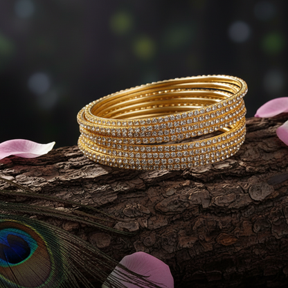 Golden-Toned Zirconia Bangles