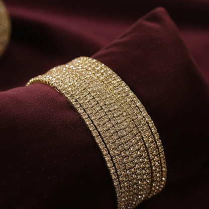 Golden-Toned Zirconia Bangles