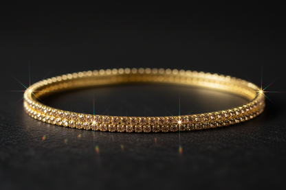 Golden-Toned Zirconia Bangles