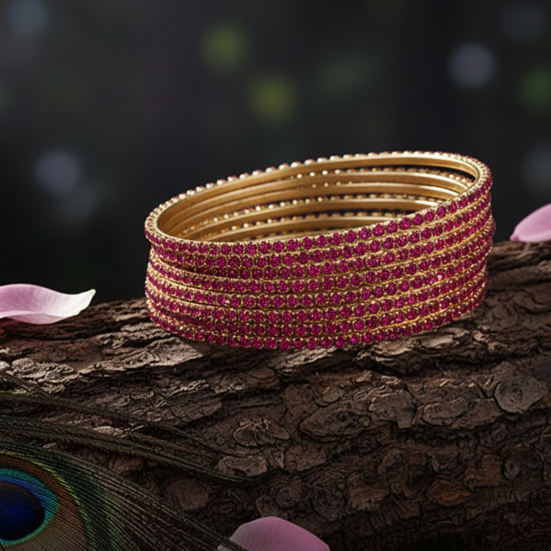 Magenta-Toned Zirconia Bangles