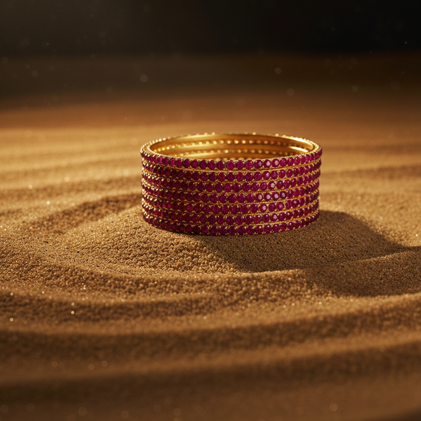 Magenta-Toned Zirconia Bangles