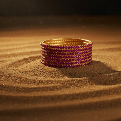Magenta-Toned Zirconia Bangles