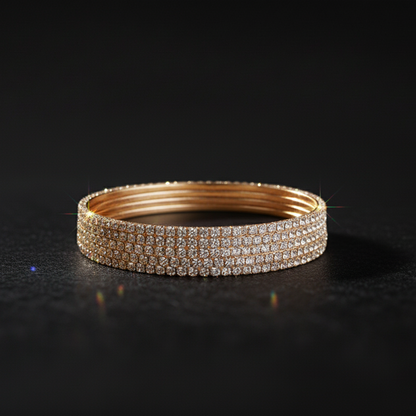 Silver Rose Gold-Toned Zirconia Bangles